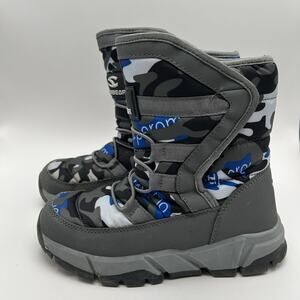 Hobibear Big Kids Winter Boots Size 35 US Size 3.5 Blue Faux‎ Fur Lined AW3771